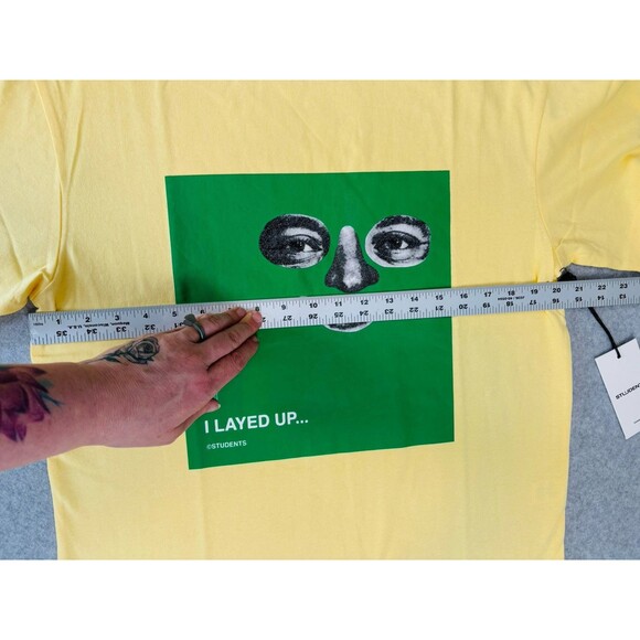 Students Golf Men's T-Shirt “I Layed Up”  Tee - Size Small Yellow Green Face NWT - Picture 5 of 9